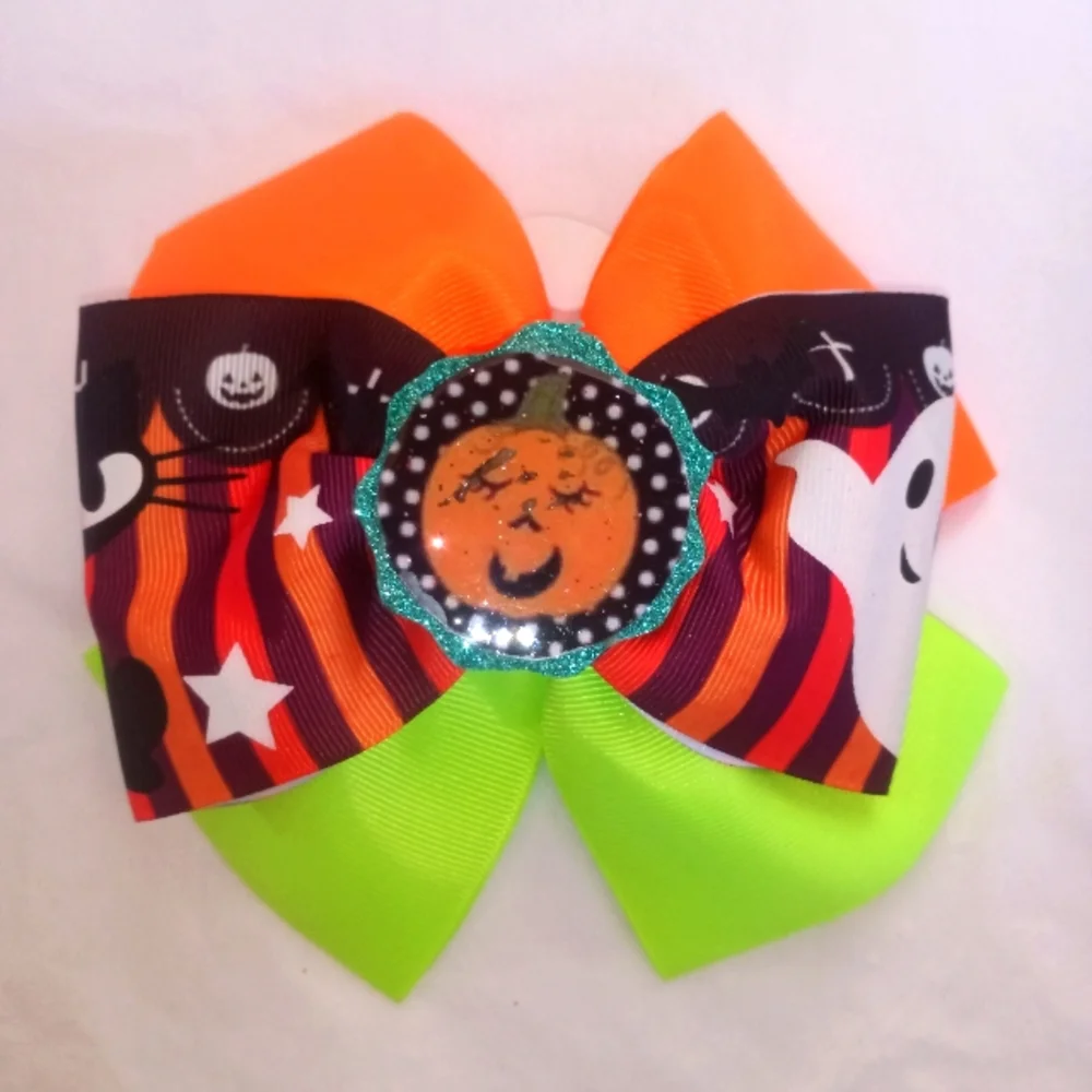 Halloween girls bow handmade ( box Home )